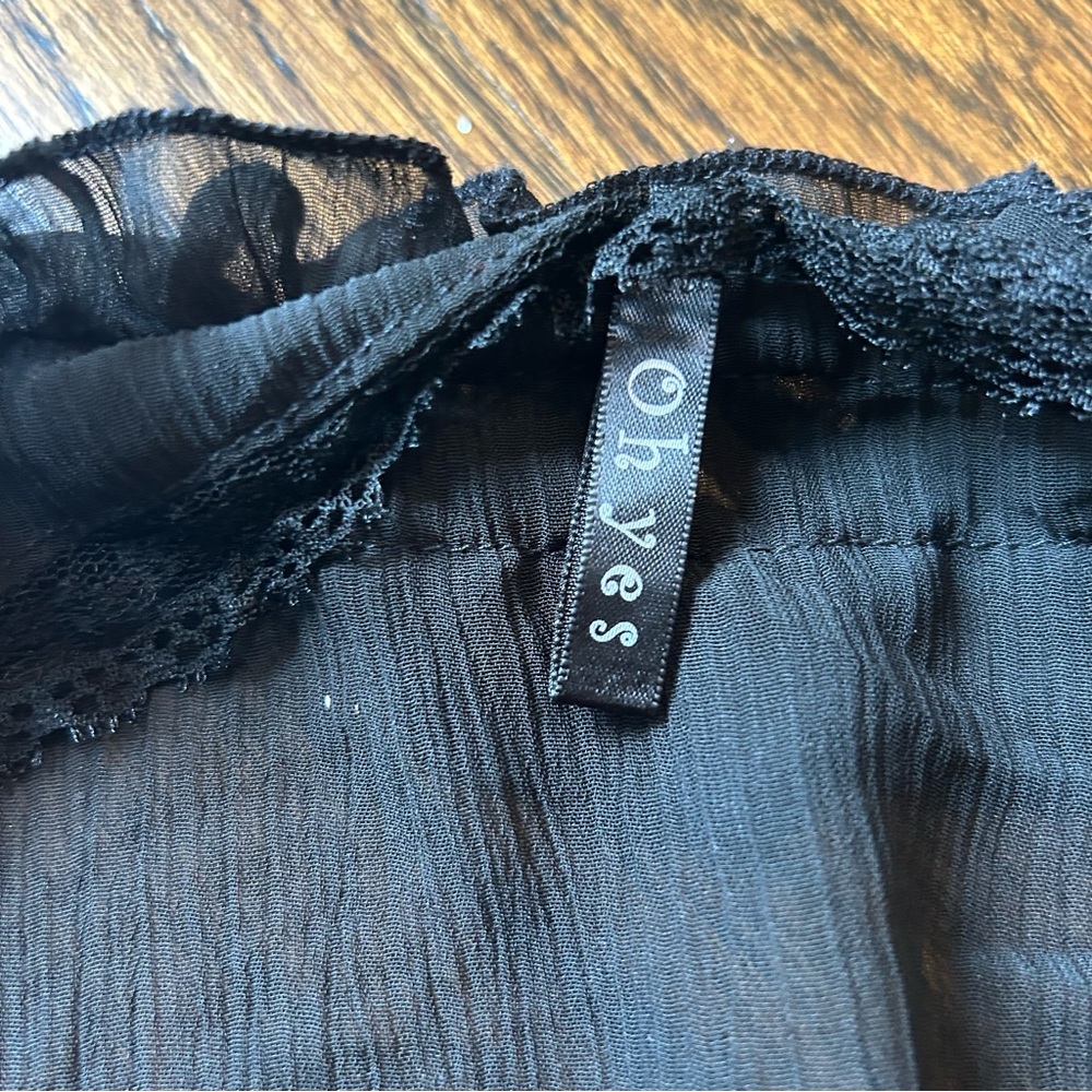 Oh Yes Y2K Black Sheer Ruffle Blouse - Size L - Picture 5 of 10
